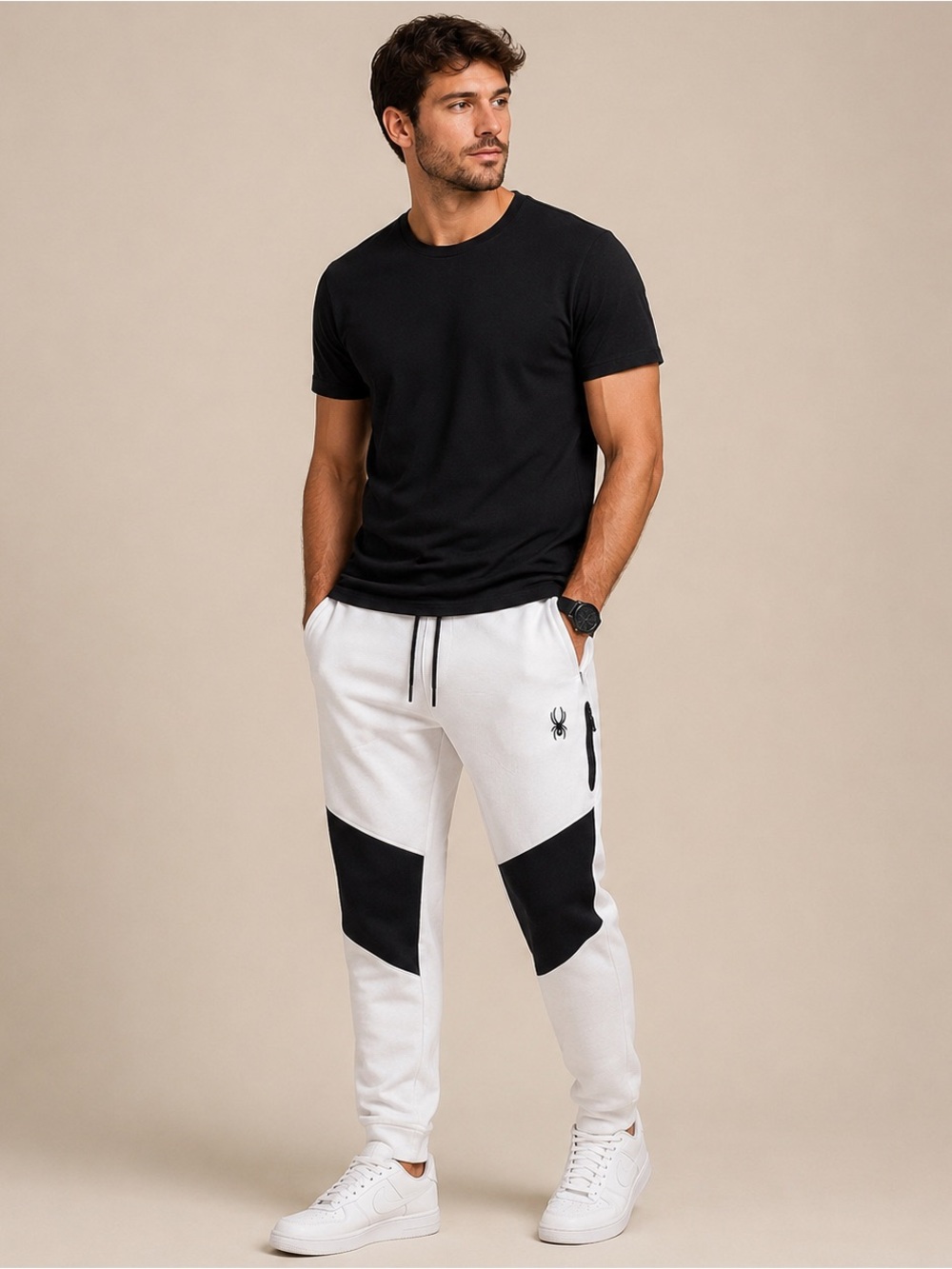 Spyder Active White Black Performance Jogger Sweatpants Men’s Medium